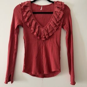 Free people v neck long sleeve thermal tee S